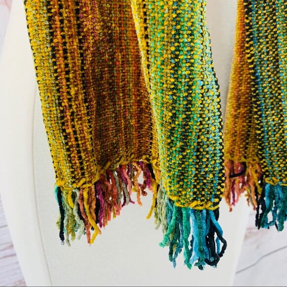 Multicolor plush scarf fringe soft warm winter - Picture 4 of 8